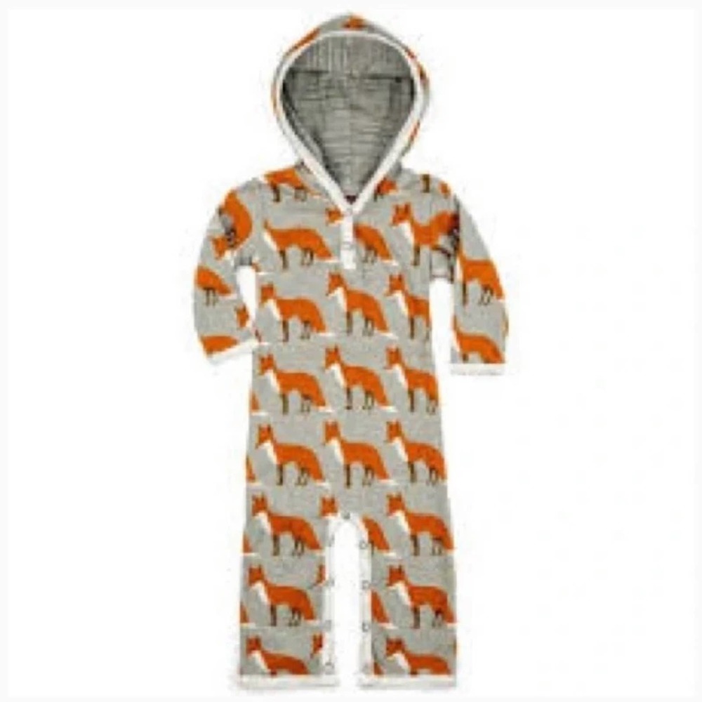 Milkbarn Fox Hoodie Onesie Long Sleeve Pant Baby Jumpsuit - Size 3-6 months